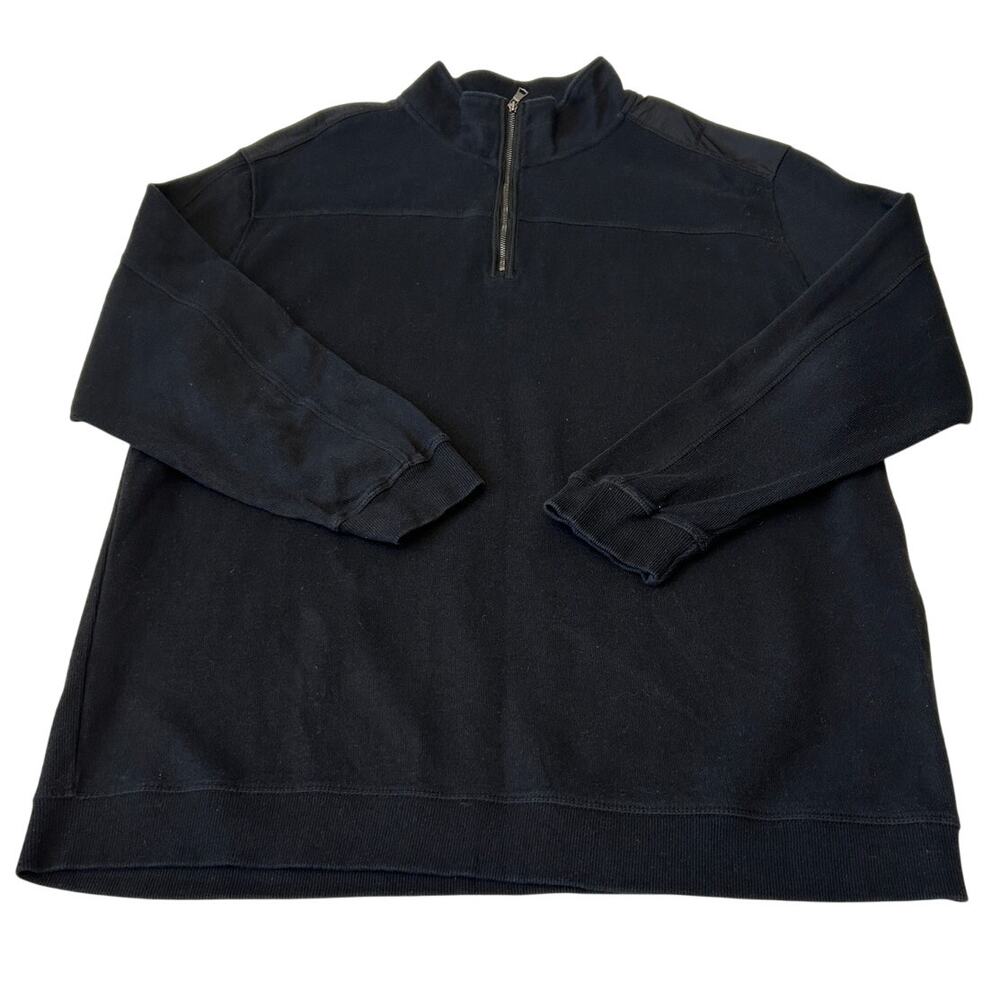 Synrgy Men's 1/4 Zip Pullover Cotton Sweatshirt Sz 2XL Black Long Sleeve Casual